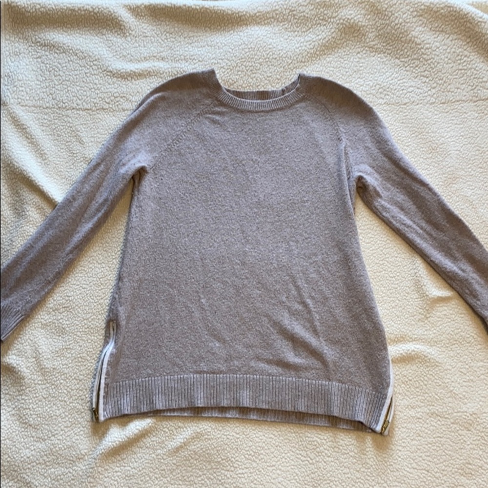 LOFT oatmeal sweater with zip hem